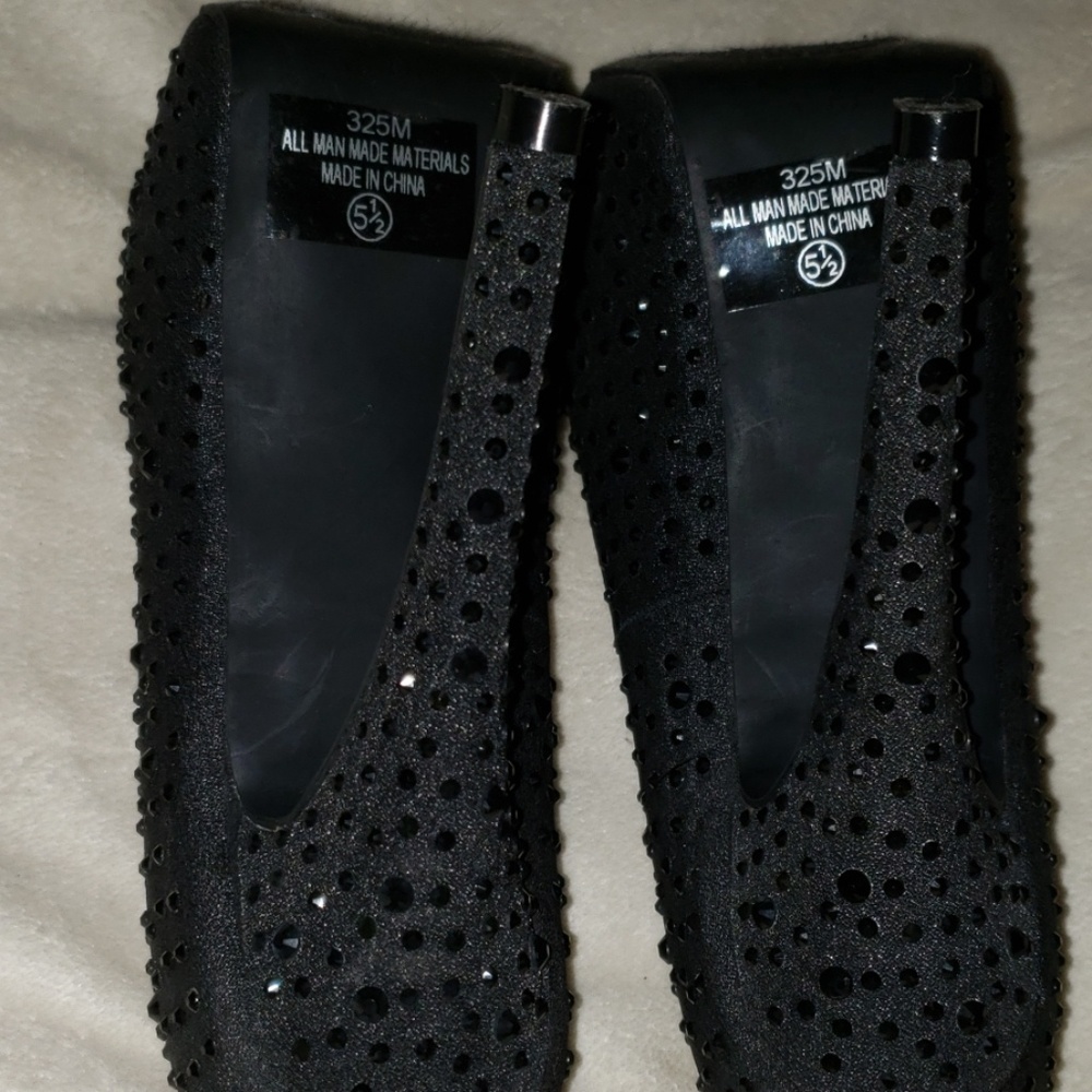 Black Rhinestone Platform Heels - Picture 4 of 7